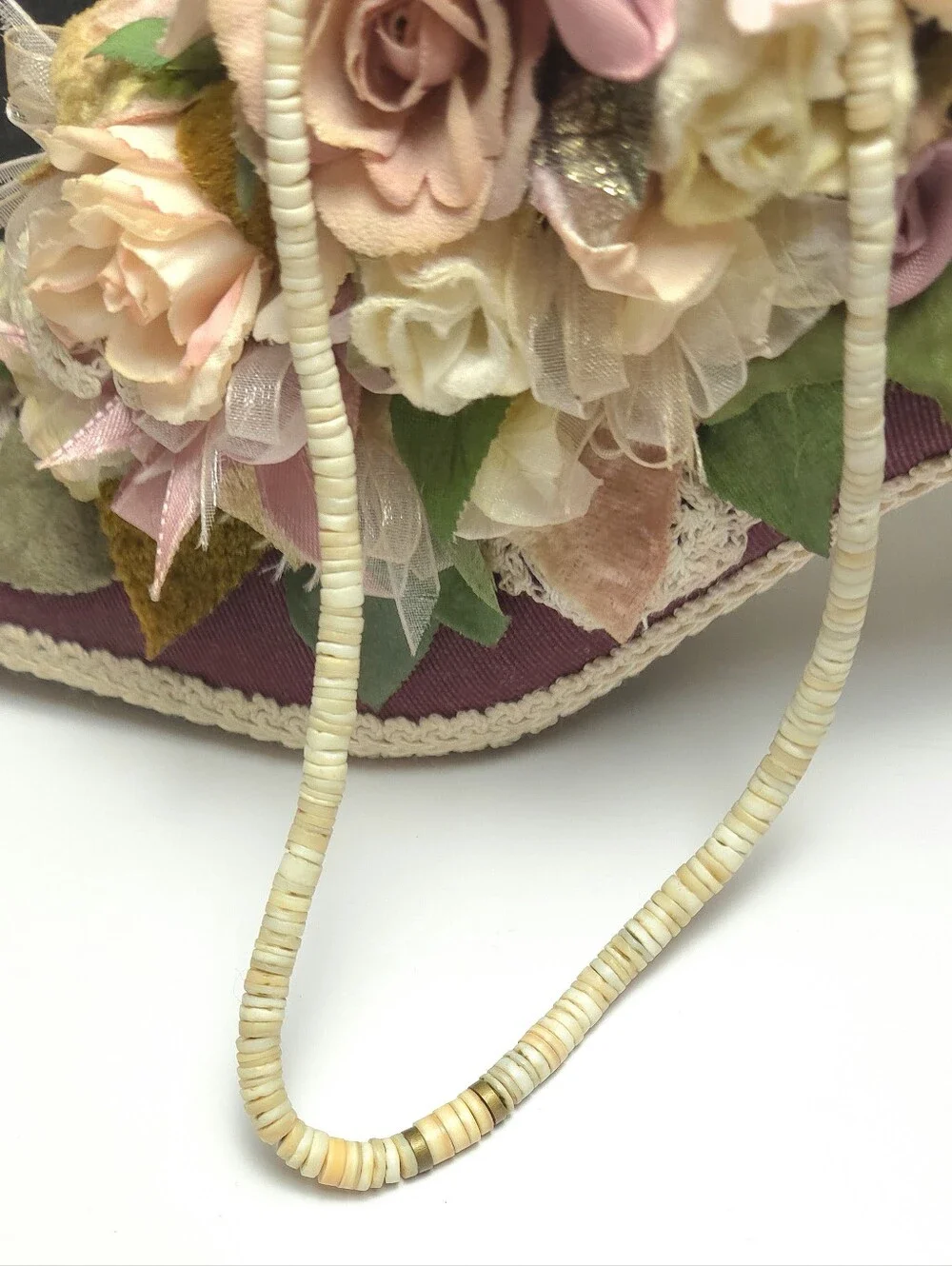 Vintage Puka Shell & Melon Shell with Gold Disk Beaded Necklace Santo Domingo